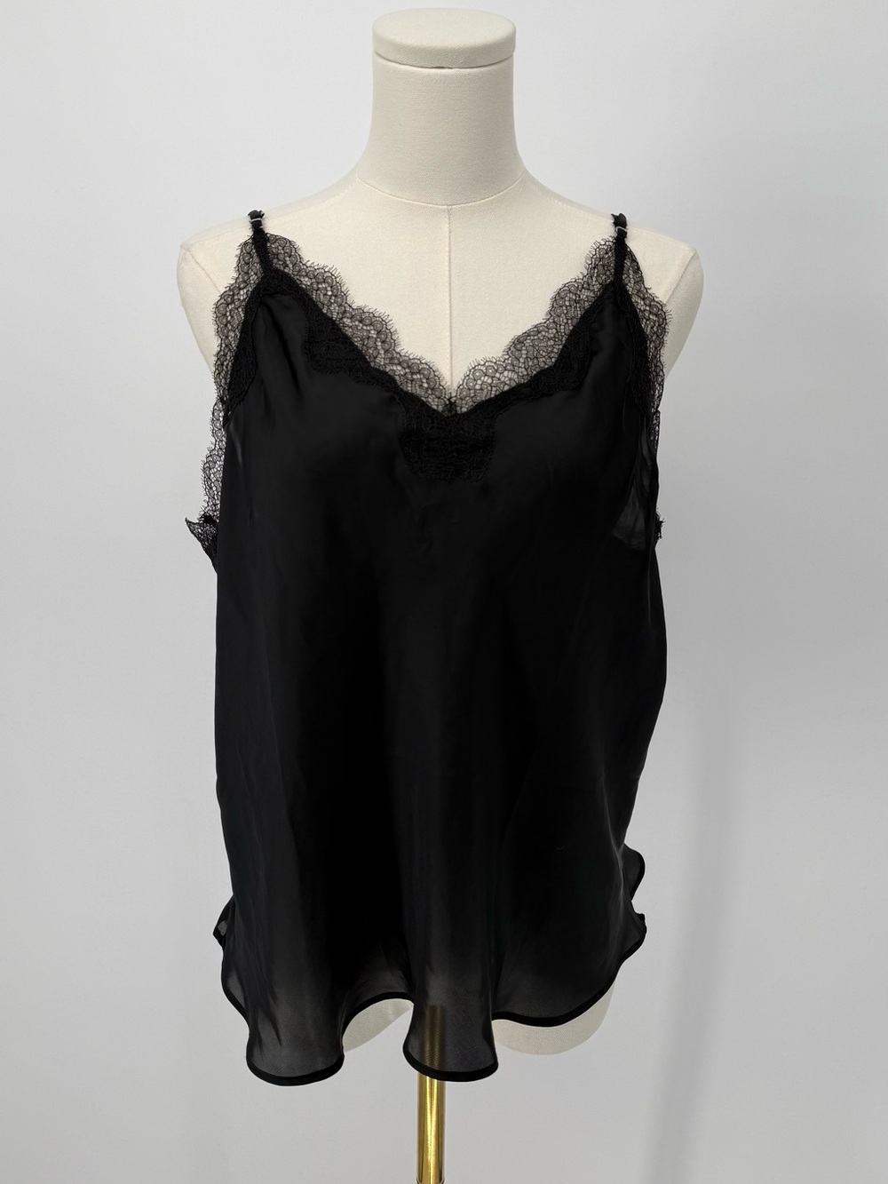 Victoria's Secret Black Satin Lace Trim Camisole
